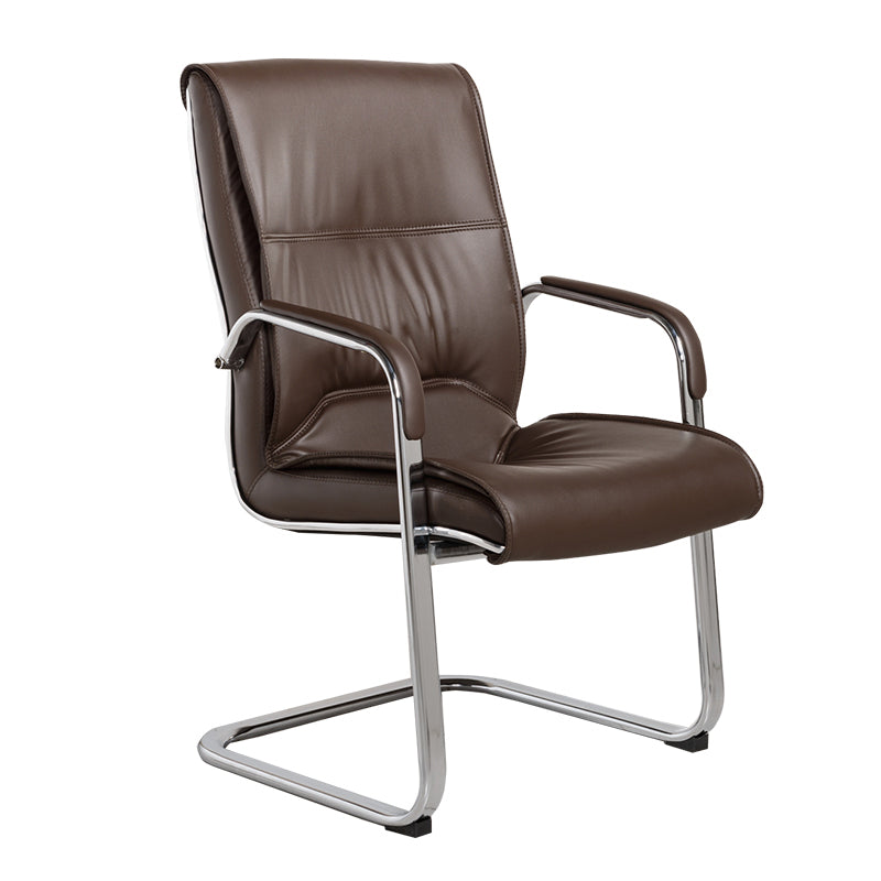 Modern Computer Faux Leather Chair Ergonomic Office Chair with Upholstered Brown C-Shape Clearhalo 'furn' 'furn_office_chair' 'Furniture' 'Office Chairs' 'Office Furniture' 'office_chair' 5523799