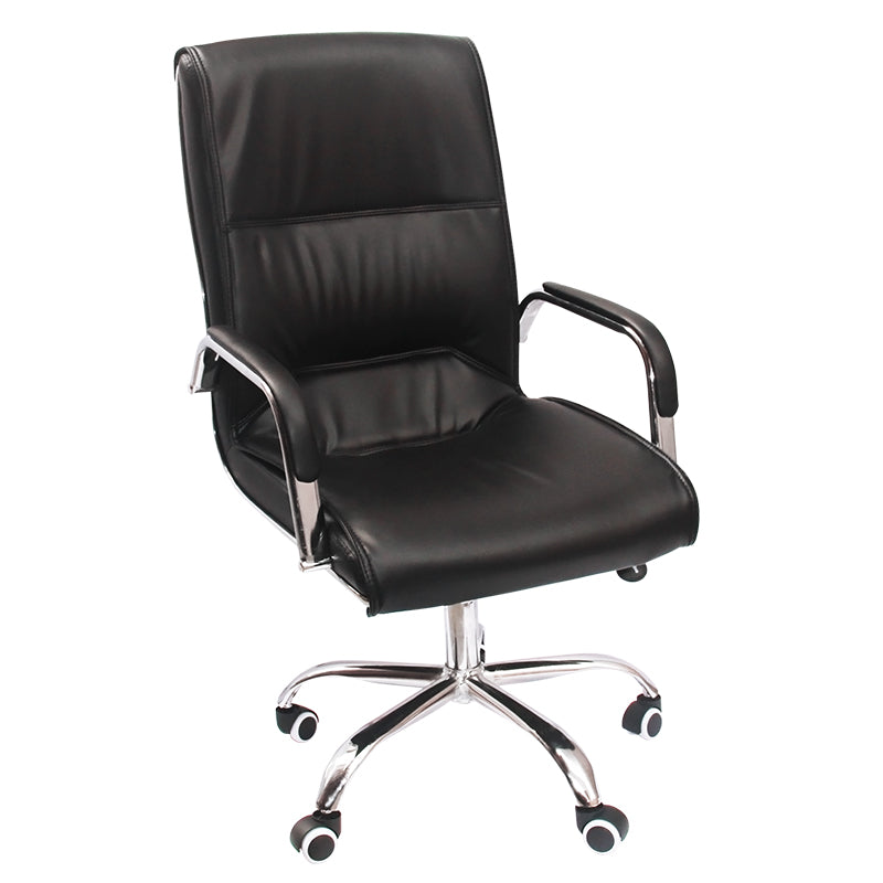 Modern Computer Faux Leather Chair Ergonomic Office Chair with Upholstered Black Star Base Clearhalo 'furn' 'furn_office_chair' 'Furniture' 'Office Chairs' 'Office Furniture' 'office_chair' 5523801