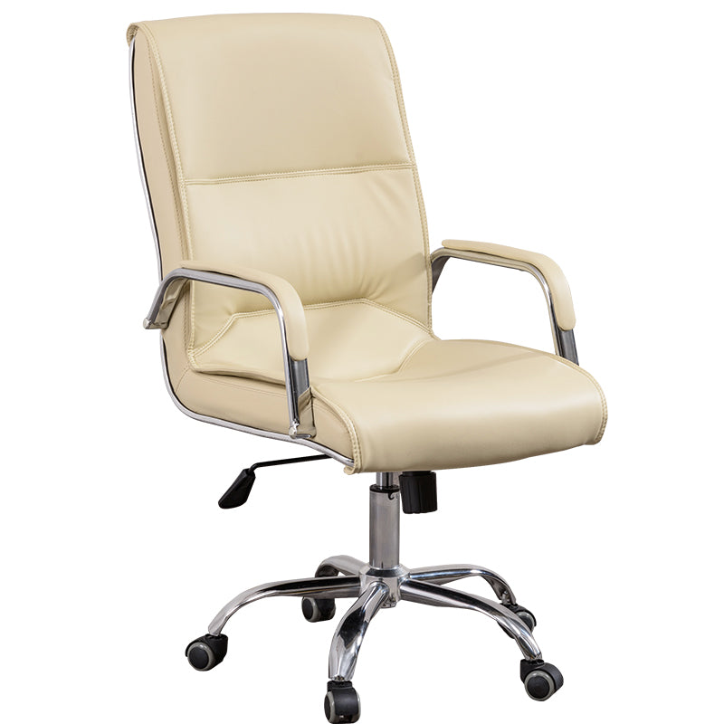 Modern Computer Faux Leather Chair Ergonomic Office Chair with Upholstered White Star Base Clearhalo 'furn' 'furn_office_chair' 'Furniture' 'Office Chairs' 'Office Furniture' 'office_chair' 5523804