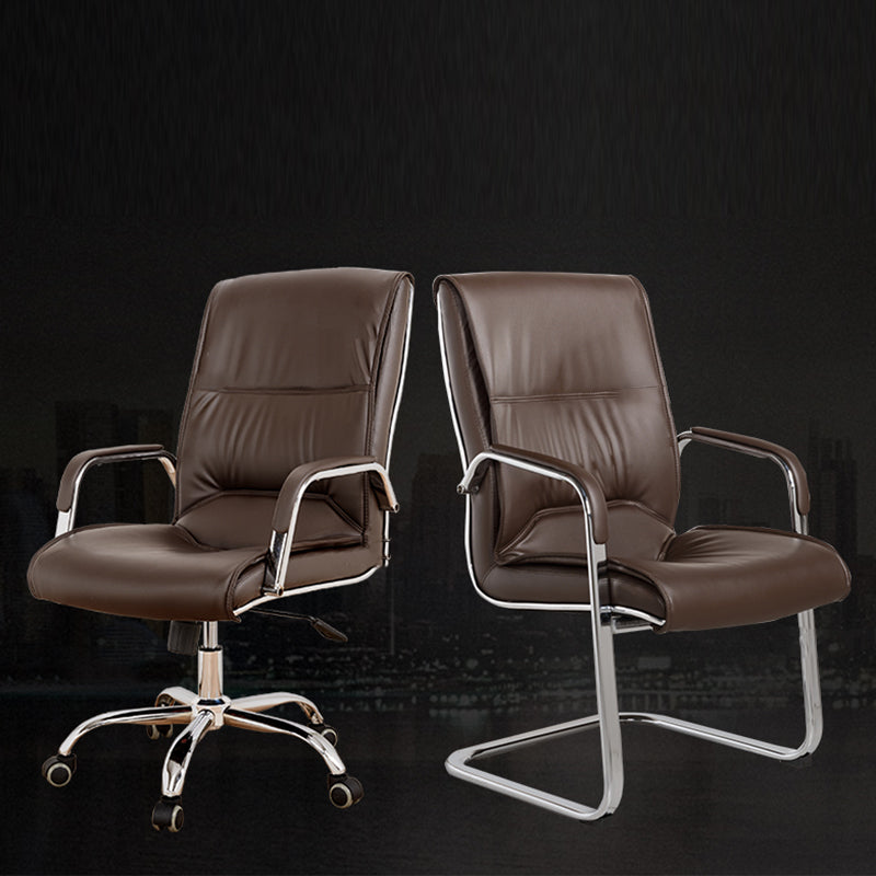 Modern Computer Faux Leather Chair Ergonomic Office Chair with Upholstered Clearhalo 'furn' 'furn_office_chair' 'Furniture' 'Office Chairs' 'Office Furniture' 'office_chair' 5523809