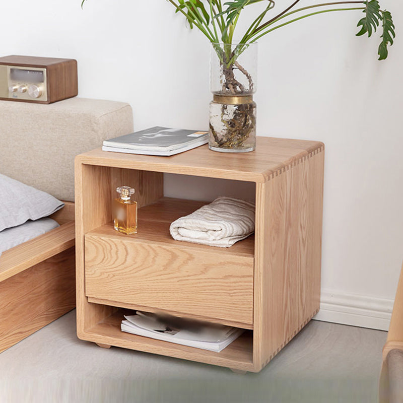 Moderne 20-Zoll-H-Bett-Nachttisch Massivholz Offener Aufbewahrung 1-DRAWER-Nachttisch