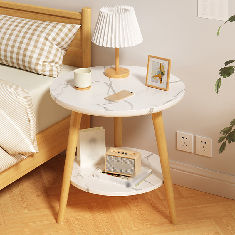 Moda de imitación de la noche moderna de la mesita de madera de la mesa de almacenamiento abierta con piernas