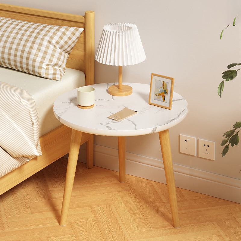 Ronde moderne nachtkastimitatie hout open opslag nachttafel met benen