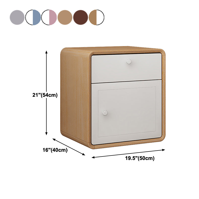 Moderne massive Holzbett Nachttisch 1-DRAWER links Seite Gummiholz ​​Nachttisch mit Tür