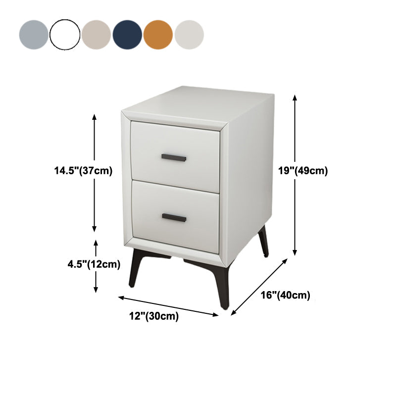 19 "H Moderne Nachttisch-Kunstleder 2-Drawer-Aufbewahrungstisch mit Beinen