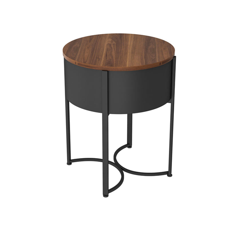 Modern imitatie hout nachtkastje moderne metalen ronde accent tafel nachtkastje met benen