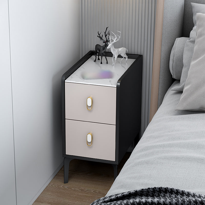 20 "H Stone Top Night Table Moderne 2-lading opslagpoten Inclusief bed nachtkastje