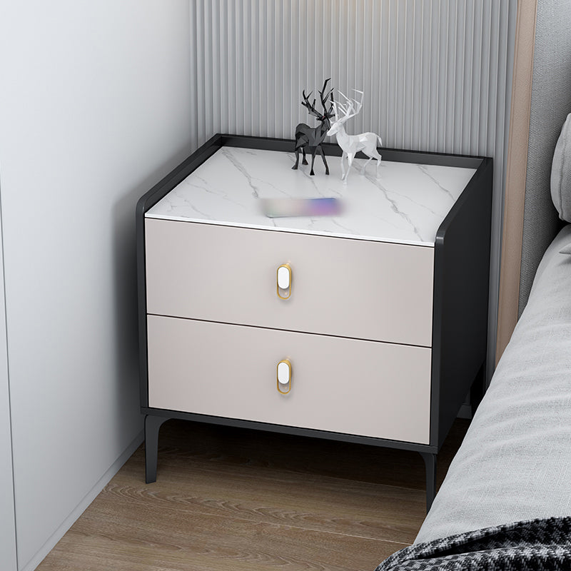 20 "H Stone Top Night Tisch moderne 2-DRAWER-Aufbewahrungsbeine inklusive Betten Nachttisch