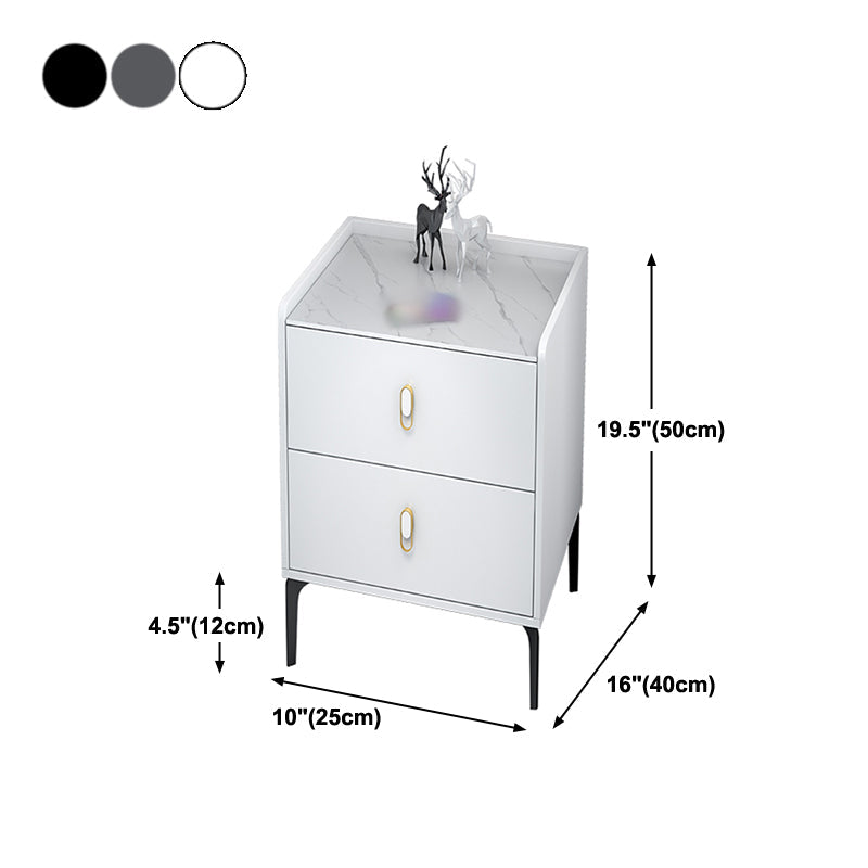20 "H Stone Top Night Tisch moderne 2-DRAWER-Aufbewahrungsbeine inklusive Betten Nachttisch