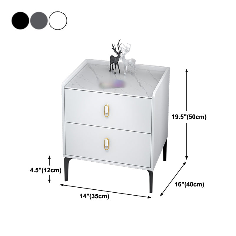 20 "H Stone Top Night Tisch moderne 2-DRAWER-Aufbewahrungsbeine inklusive Betten Nachttisch