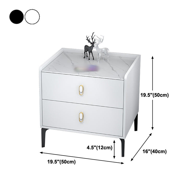 20 "H Stone Top Night Tisch moderne 2-DRAWER-Aufbewahrungsbeine inklusive Betten Nachttisch
