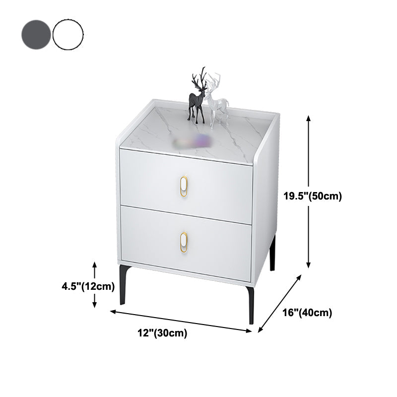 Table de nuit en pierre de 20 "H Les jambes de rangement modernes à 2 titres incluent la table de chevet de lit