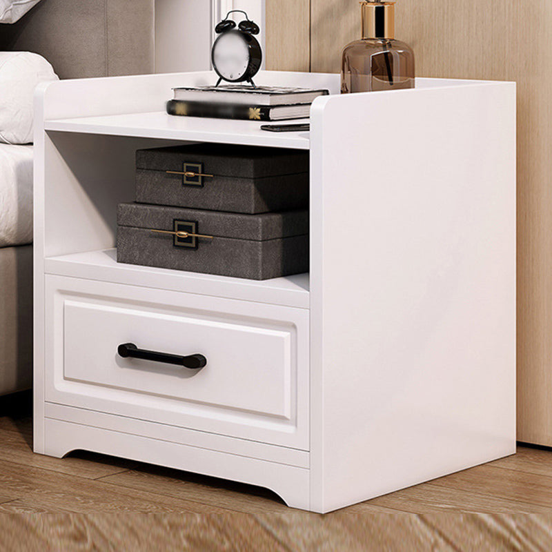 Modern Imitation Wood Nightstand Drawer Storage Accent Table Nightstand White 1 Clearhalo 'Bedroom Furniture' 'furn' 'furn_night_stand' 'Furniture' 'night_stand' 'Nightstands' 5524243