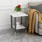 Modern Stone Top Nightstand 1-Shelf 22" H Metal Open Storage Bed Nightstand
