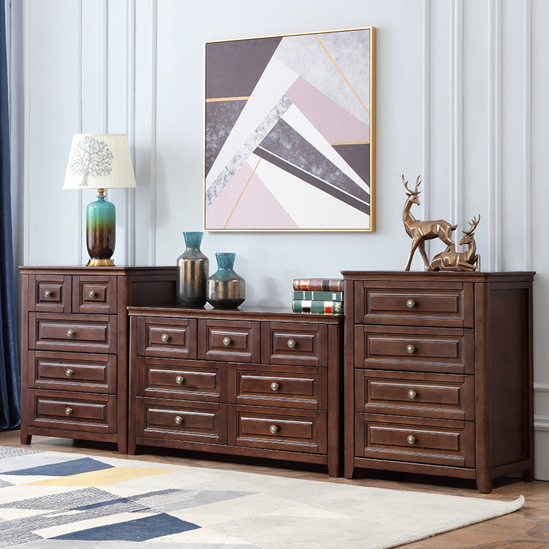 Commode de rangement de chambre à coucher brun traditionnel avec tiroirs