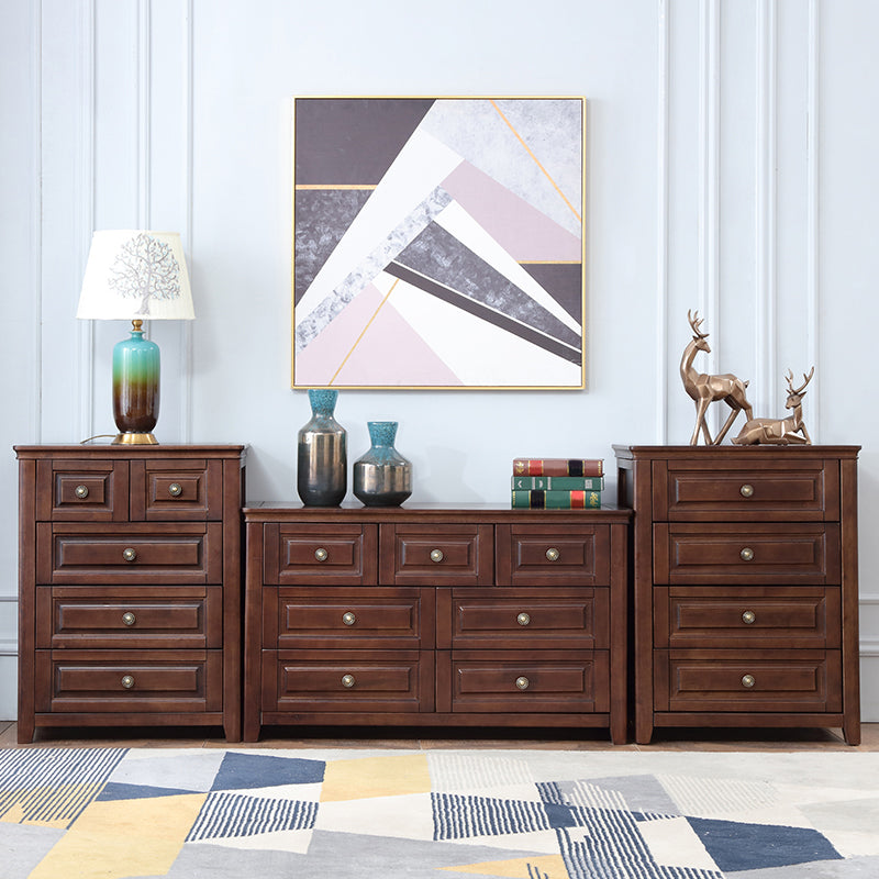 Commode de rangement de chambre à coucher brun traditionnel avec tiroirs