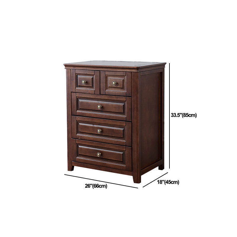 Commode de rangement de chambre à coucher brun traditionnel avec tiroirs