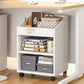 Scandinavian Wooden Movable Bookshelf Home Bookcase with Casters