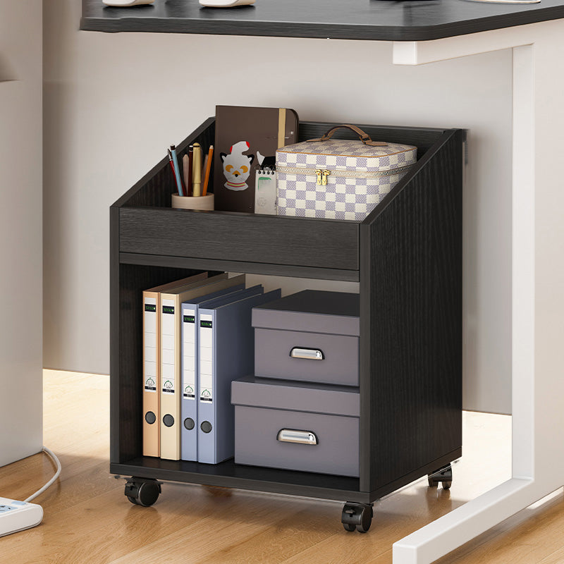 Scandinavian Wooden Movable Bookshelf Home Bookcase with Casters