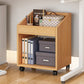 Scandinavian Wooden Movable Bookshelf Home Bookcase with Casters