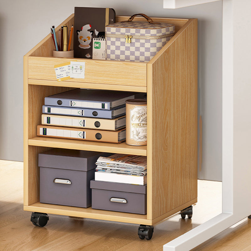 Scandinavian Wooden Movable Bookshelf Home Bookcase with Casters