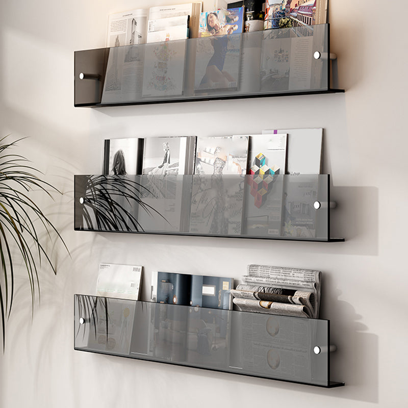 Modern Acrylic Floating Bookshelf 5.9" H Wall Mounted Bookcase Grey Clearhalo 'Bookcases' 'furn' 'furn_bookcases' 'Furniture' 'Office Furniture' 5524962