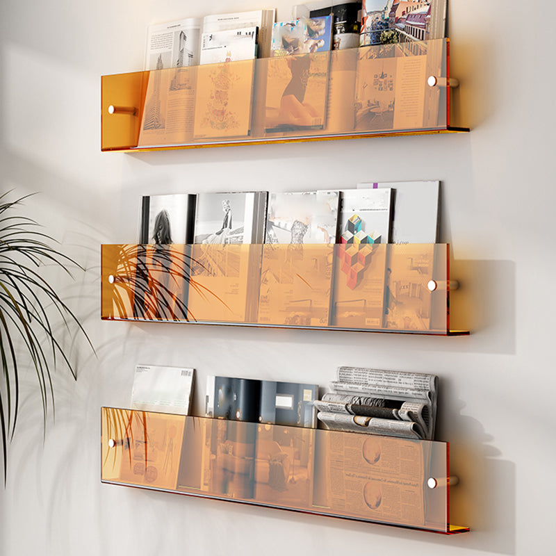Modern Acrylic Floating Bookshelf 5.9" H Wall Mounted Bookcase Orange Clearhalo 'Bookcases' 'furn' 'furn_bookcases' 'Furniture' 'Office Furniture' 5524963