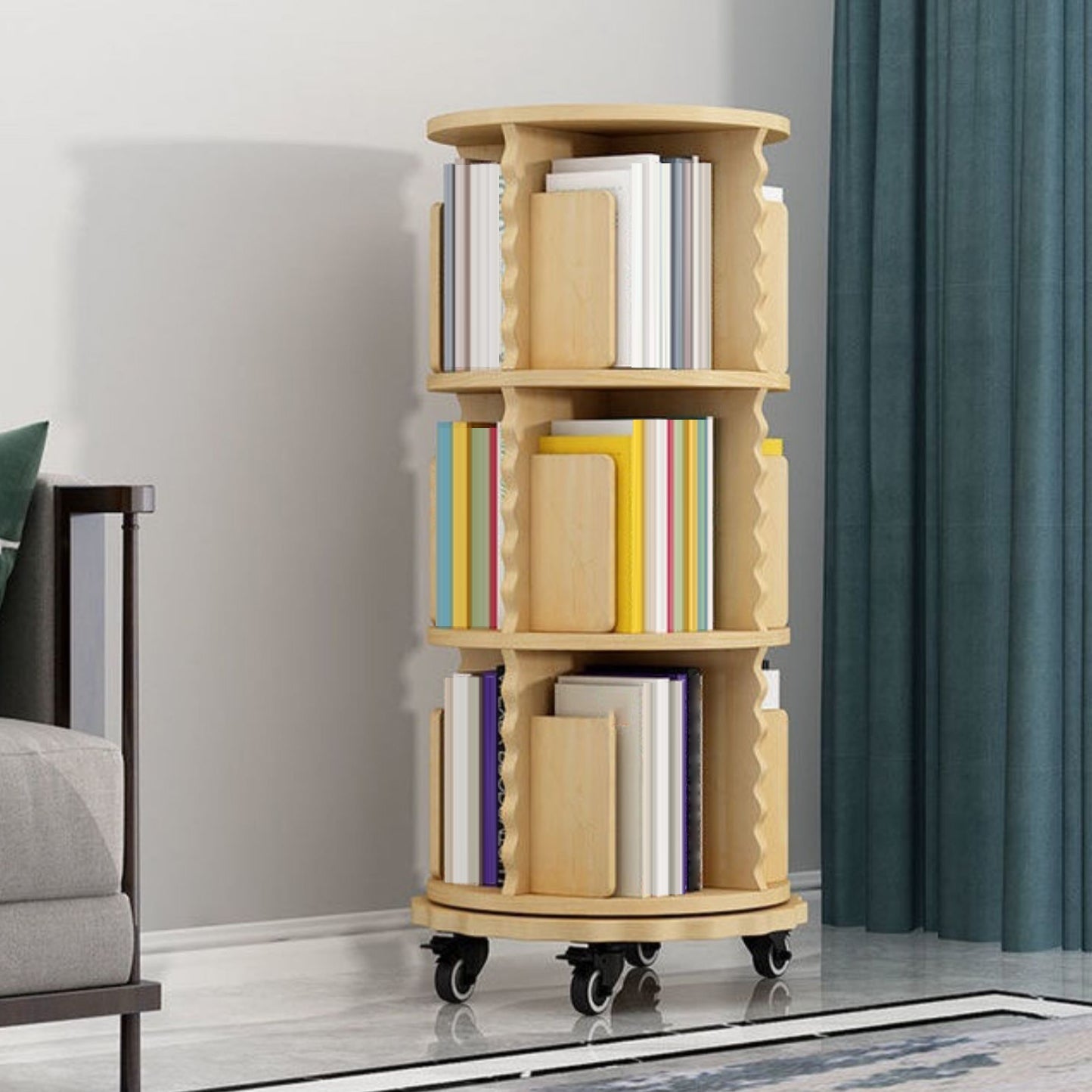 Modern Solid Wood Bookcase, Log, Cylinder Bookshelf for Any Room, 21.5" W Clearhalo 'Bookcases' 'furn' 'furn_bookcases' 'Furniture' 'Office Furniture' 5524986