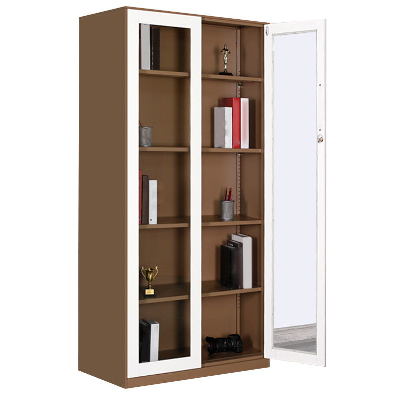 Closed Standard Bookshelf Modern Minimalist Metal Rectangular Bookcase