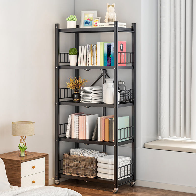 Modern Style Bookshelf Metal Open Back Folding Bookcase for Office