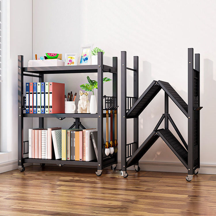 Modern Style Bookshelf Metal Open Back Folding Bookcase for Office