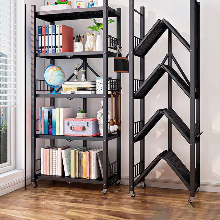 Modern Style Bookshelf Metal Open Back Folding Bookcase for Office