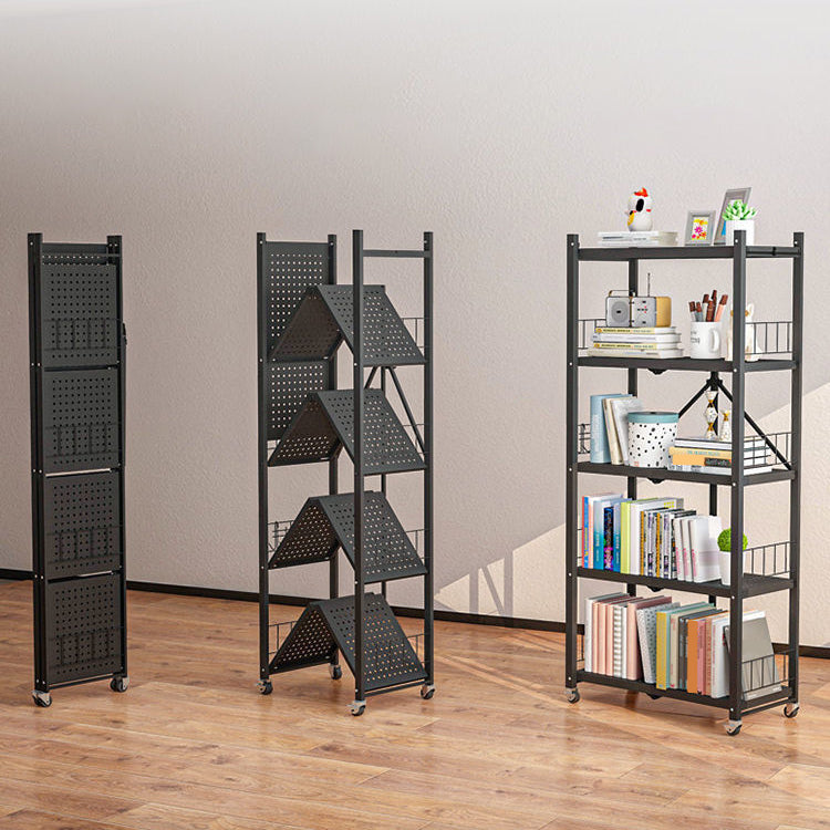 Modern Style Bookshelf Metal Open Back Folding Bookcase for Office