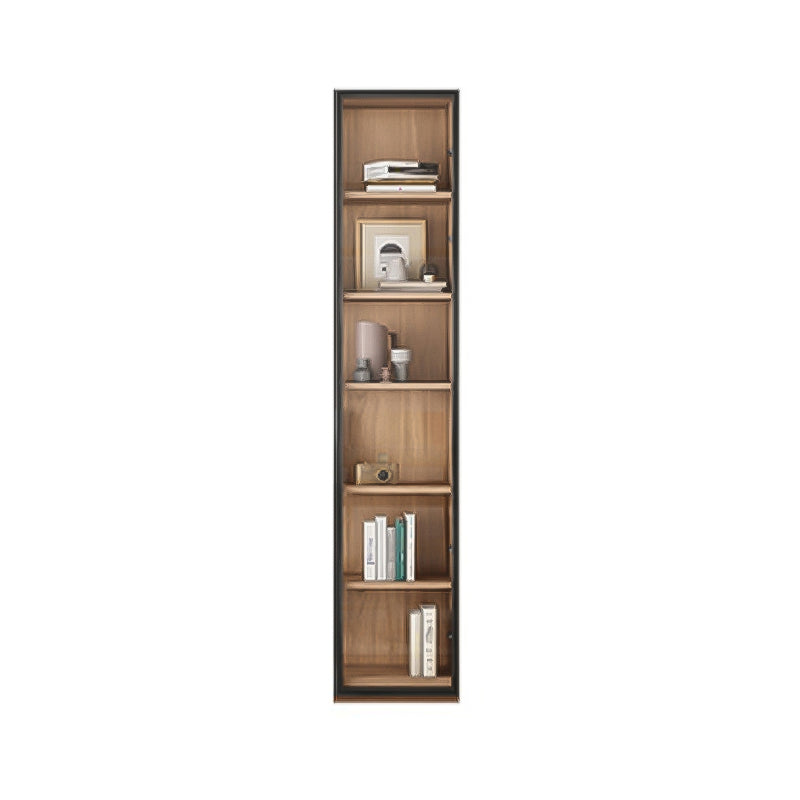 Solid Wood Bookcase Contemporary Style Bookshelf for Home Office Study Room 15.7"L x 12.6"W x 78.7"H Black-Apricot Clearhalo 'Bookcases' 'furn' 'furn_bookcases' 'Furniture' 'Office Furniture' 5525329