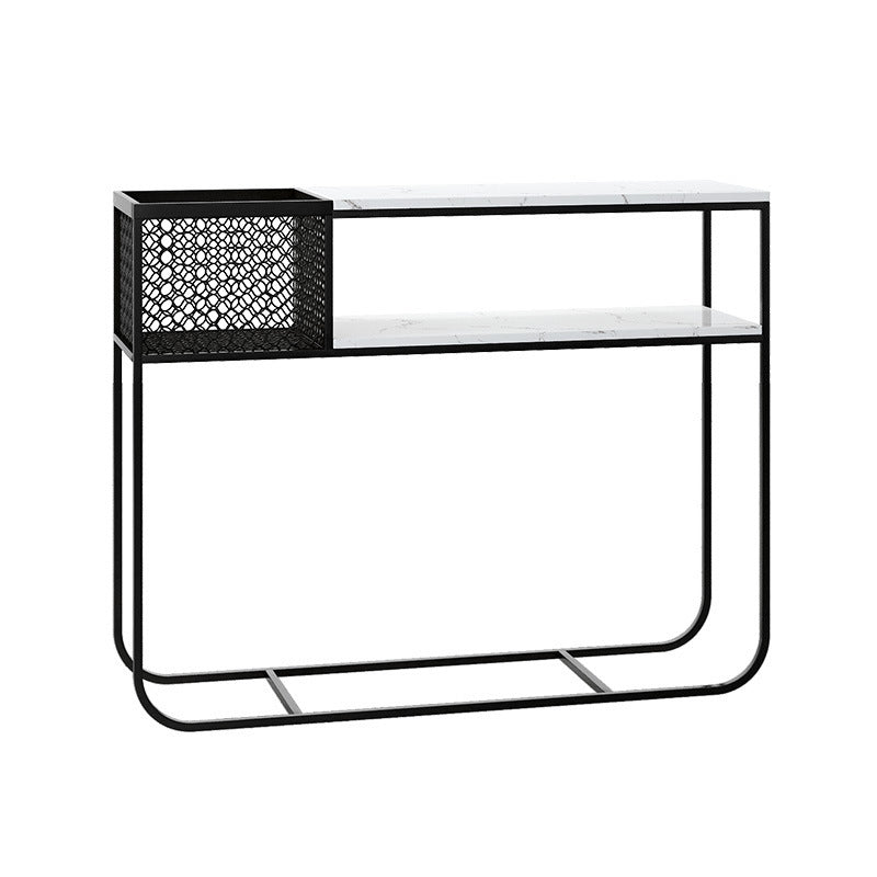 Tabella Accetn console con telaio di ferro con top di marmo bianco rettangolo