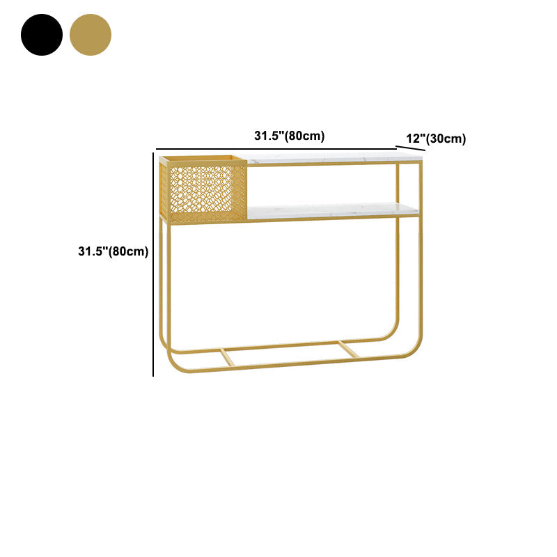 Tabella Accetn console con telaio di ferro con top di marmo bianco rettangolo