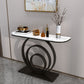 Marble Half Moon Console Table with Iron Pedestal Base Accent Table