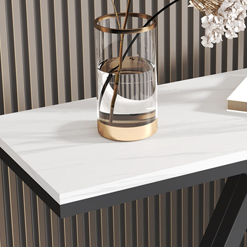 Glam Pedestal Slate Sofa Table Resistant Gold Console Table 31.5" High