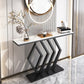 Glam Pedestal Slate Sofa Table Resistant Gold Console Table 31.5" High