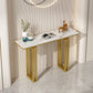 Glam Rectangle Slate Console Table Scratch Resistant 4 Legs Stain Resistant Console