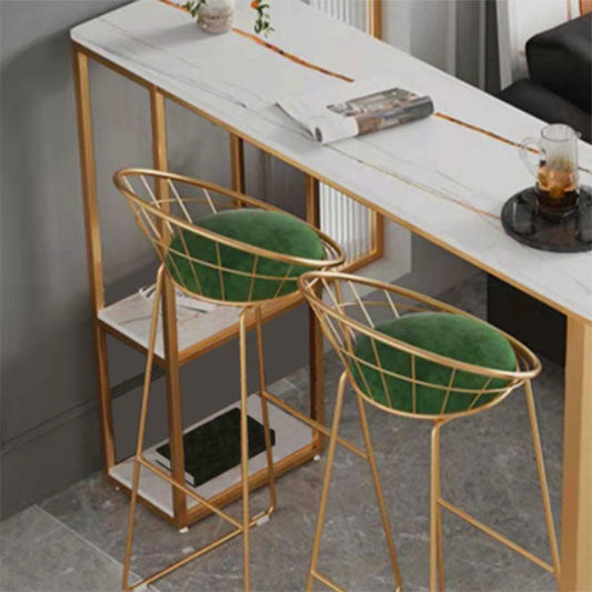 Contemporary Style Bar Table Bar Faux Marble Bar Desk with Sled Base Clearhalo 'Bar Furniture' 'Bar Tables' 'bar_tables' 'furn' 'furn_bar_tables' 'Furniture' 'Kitchen & Dining Furniture' 5527440