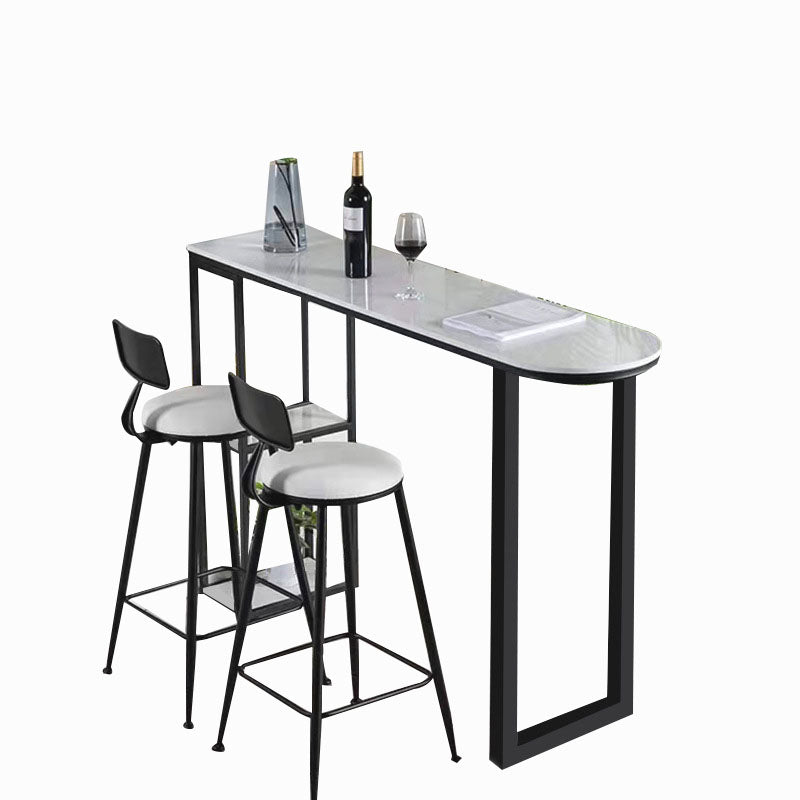 Contemporary Style Bar Table Bar Faux Marble Bar Desk with Sled Base Clearhalo 'Bar Furniture' 'Bar Tables' 'bar_tables' 'furn' 'furn_bar_tables' 'Furniture' 'Kitchen & Dining Furniture' 5527441