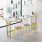 Rectangular Artificial Marble Bar Table Luxurious Bistro Table with Double Pedestal 70.9"L x 15.7"W x 41.3"H Without Chairs Clearhalo 'Bar Furniture' 'Bar Tables' 'bar_tables' 'furn' 'furn_bar_tables' 'Furniture' 'Kitchen & Dining Furniture' 5527474