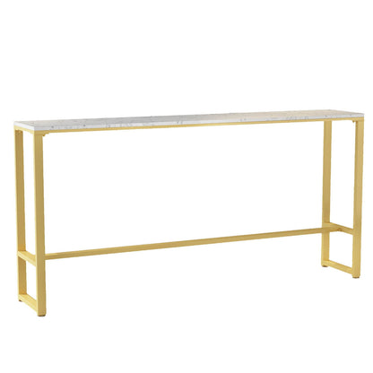 Rectangular Artificial Marble Bar Table Luxurious Bistro Table with Double Pedestal Without Chairs Clearhalo 'Bar Furniture' 'Bar Tables' 'bar_tables' 'furn' 'furn_bar_tables' 'Furniture' 'Kitchen & Dining Furniture' 5527478