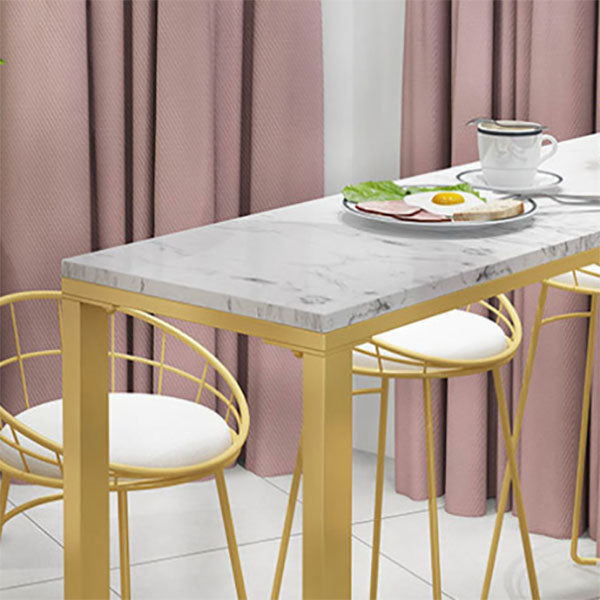 Rectangular Artificial Marble Bar Table Luxurious Bistro Table with Double Pedestal Clearhalo 'Bar Furniture' 'Bar Tables' 'bar_tables' 'furn' 'furn_bar_tables' 'Furniture' 'Kitchen & Dining Furniture' 5527479