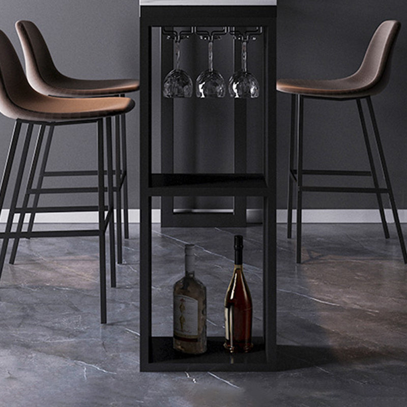 Tavolo da bar rettangolare in stile moderno con base a slitta in pietra, scrivania da bar bistrot con contenitore