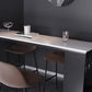 Tavolo da bar rettangolare in stile moderno con base a slitta in pietra, scrivania da bar bistrot con contenitore