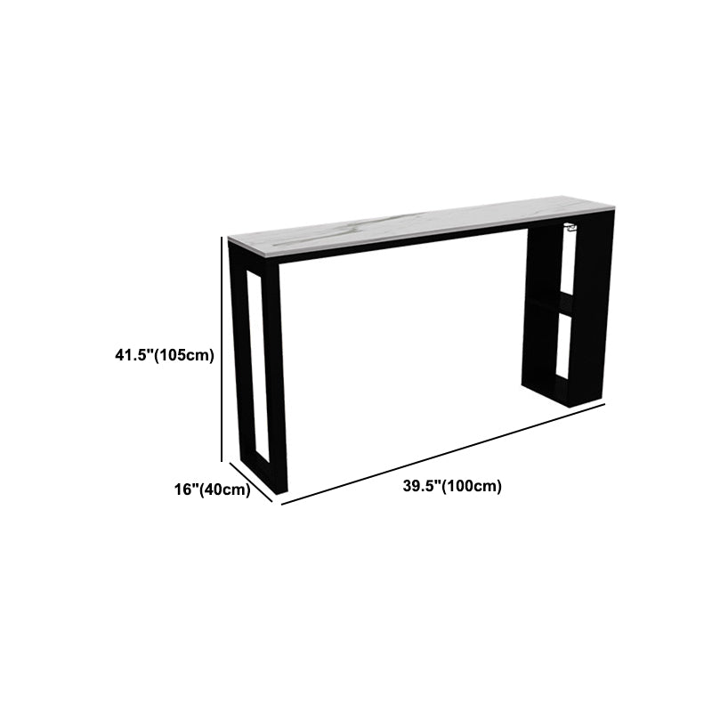Tavolo da bar rettangolare in stile moderno con base a slitta in pietra, scrivania da bar bistrot con contenitore