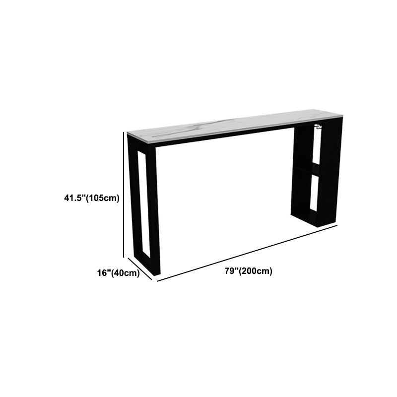 Tavolo da bar rettangolare in stile moderno con base a slitta in pietra, scrivania da bar bistrot con contenitore