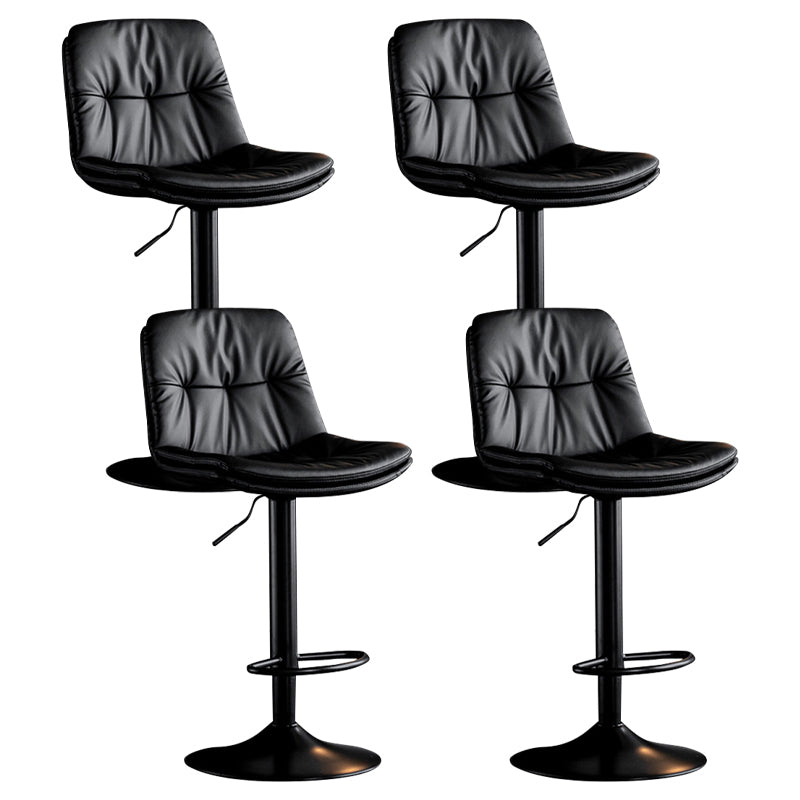 Modern Metal Barstool Faux Leather Footrest Stool Adjustable Height in Matte Finish Black Black 4 Piece Set Clearhalo 'Bar Furniture' 'Bar Stools' 'bar_stools' 'furn' 'furn_bar_stools' 'Furniture' 'Kitchen & Dining Furniture' 5527601
